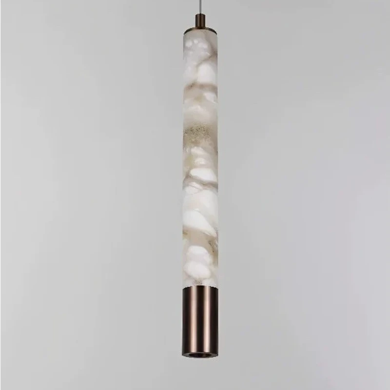 Spanish Natural Marble Long Strip Pendant Lights Luxury Villa Hotel Bedroom Bedsides Lobby Bar Counter Kitchen Suspension Lamps