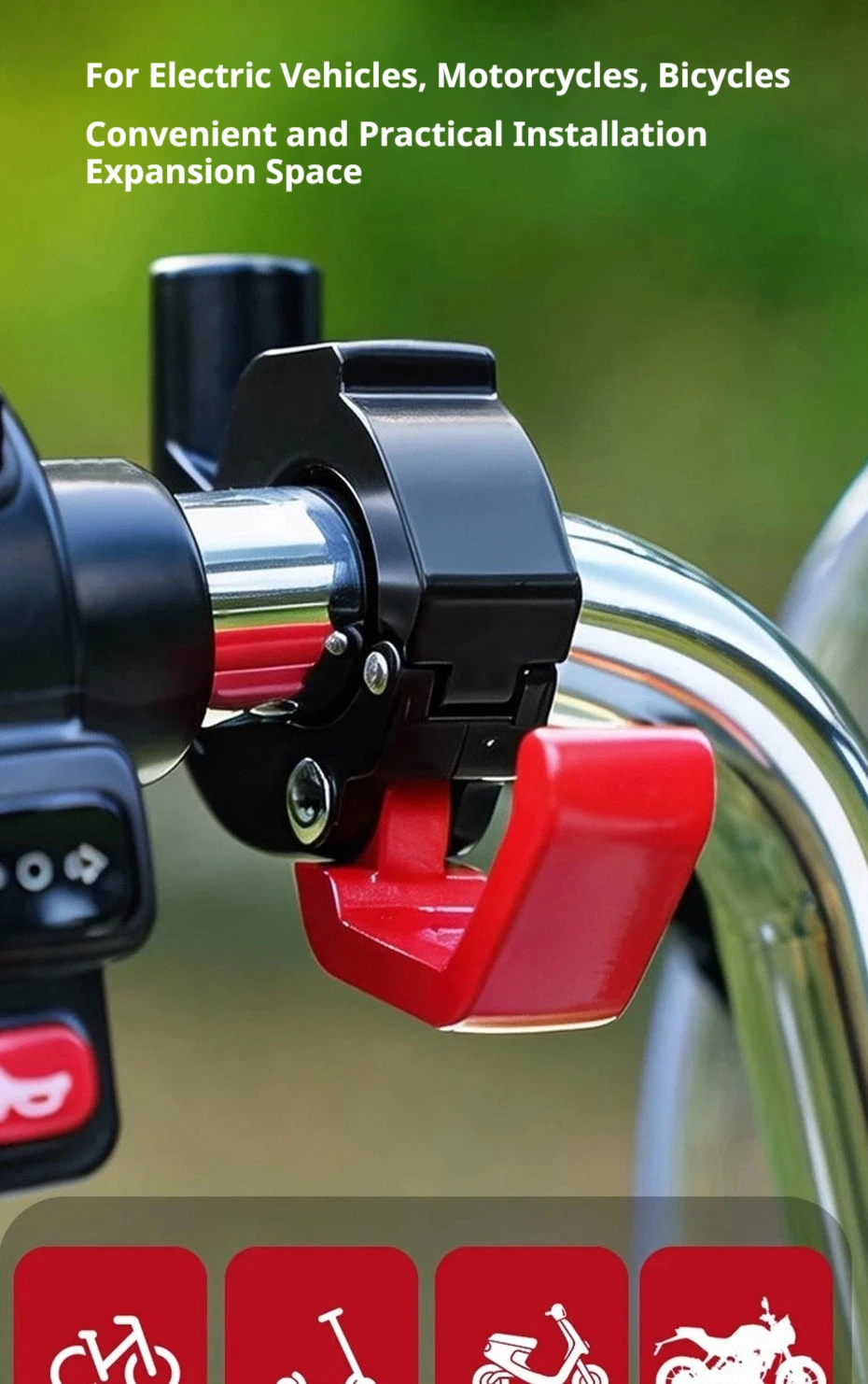 BLALION ABS/Aluminium Aufhänger Haken Helm Haken Austauschbare Fahrräder Hängen Tasche Haken Multifunktions Motorrad Haken Einfach zu Installieren – Detail 2