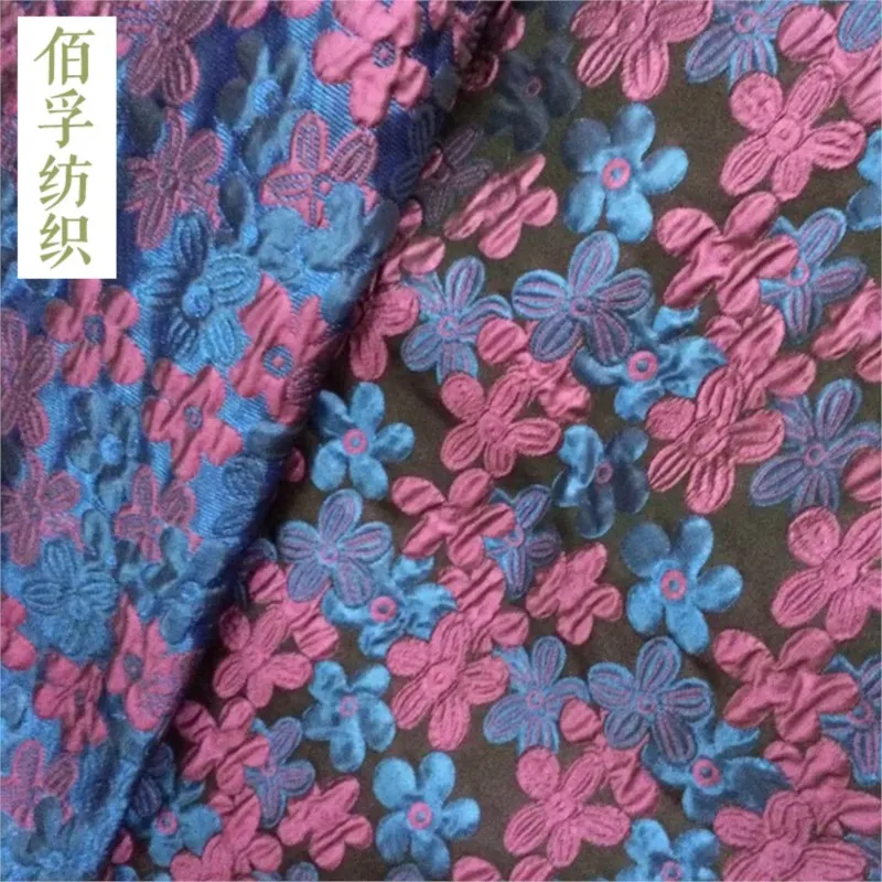 Textured women's jacquard fabric floral geometric color-blocking three-dimensional flower