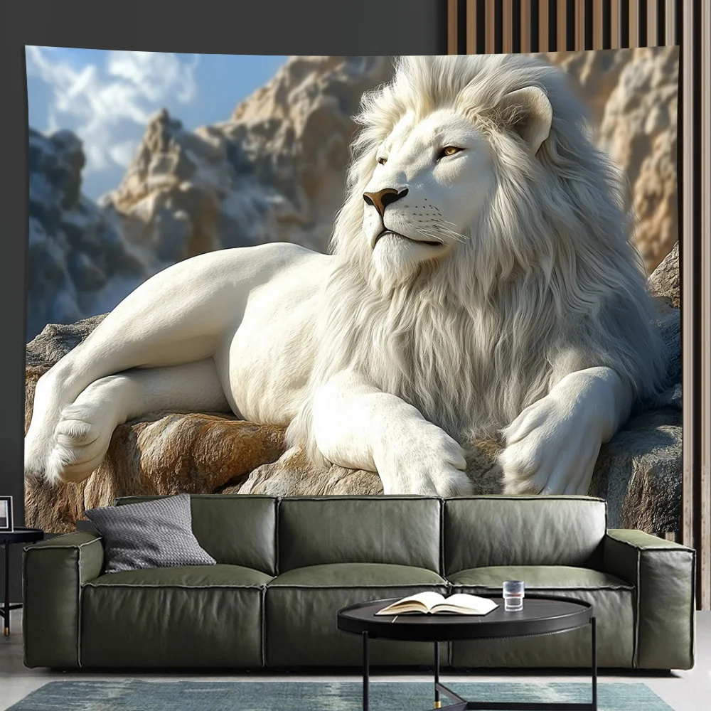 Tapestry Blanket Tapestry Anime White Lion Home Decor Nature Elegance Living Space 128 characters