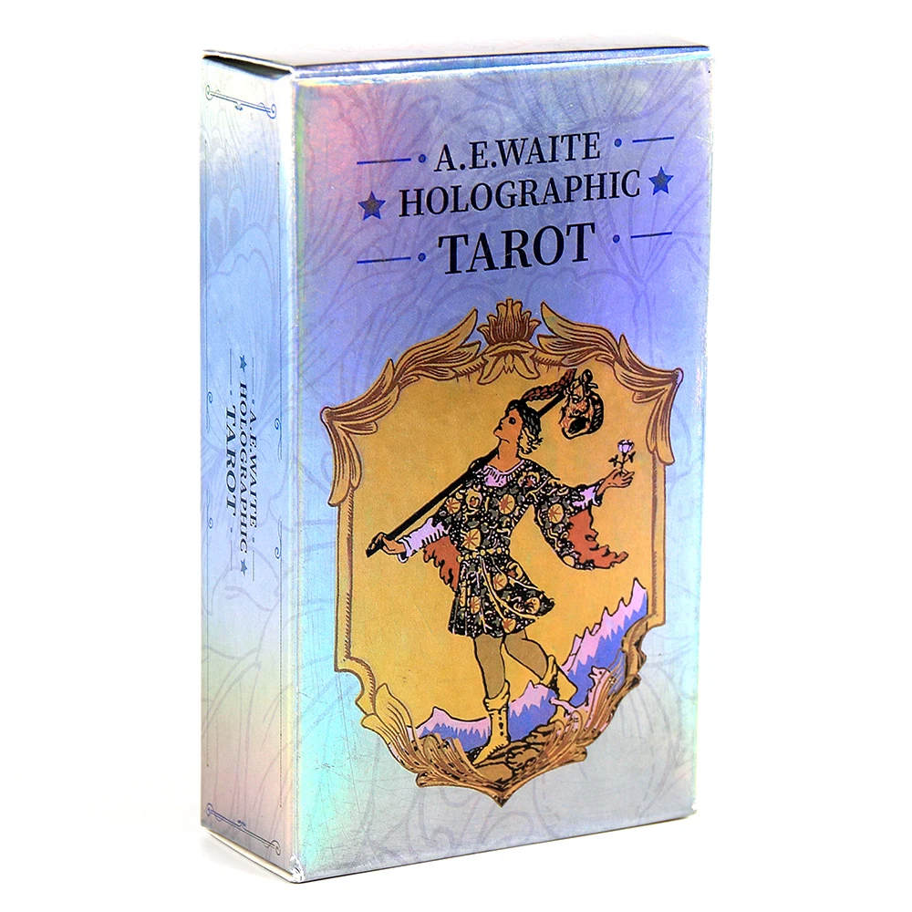 Holographisches Tarot-Deck, Flash-Karte, Wahrsagerei, Wahrsagerei, Oracle-Karten, Familienparty, Freizeit, Tischspiel mit PDF-Anleitung