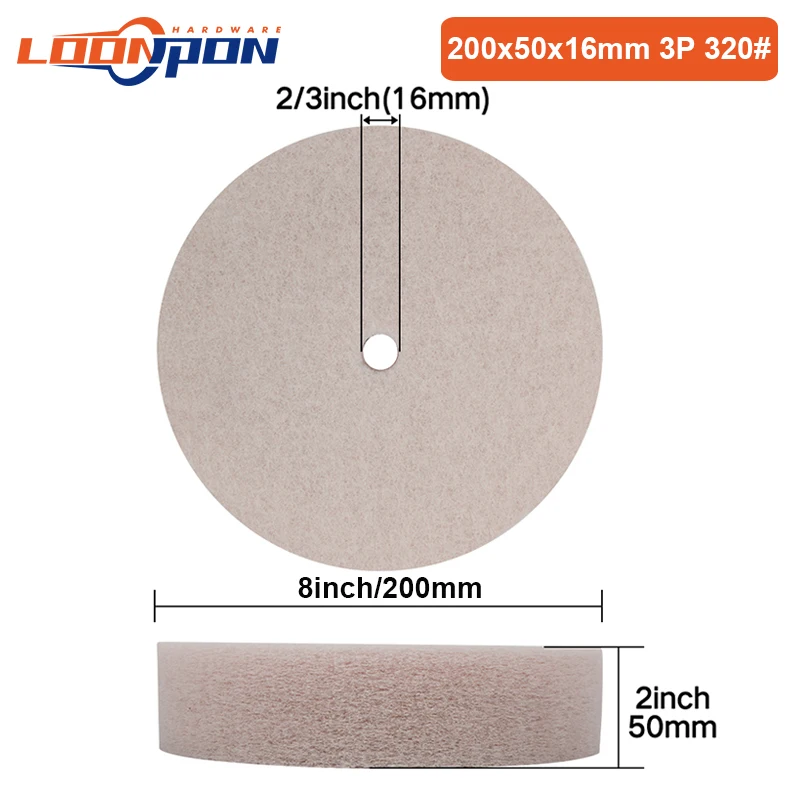 200mm Polishing Buffing Wheel Felt Polisher Disc Pad Abrasive Tools 150x50mm Thickness 50mm  The Aperture 16mm