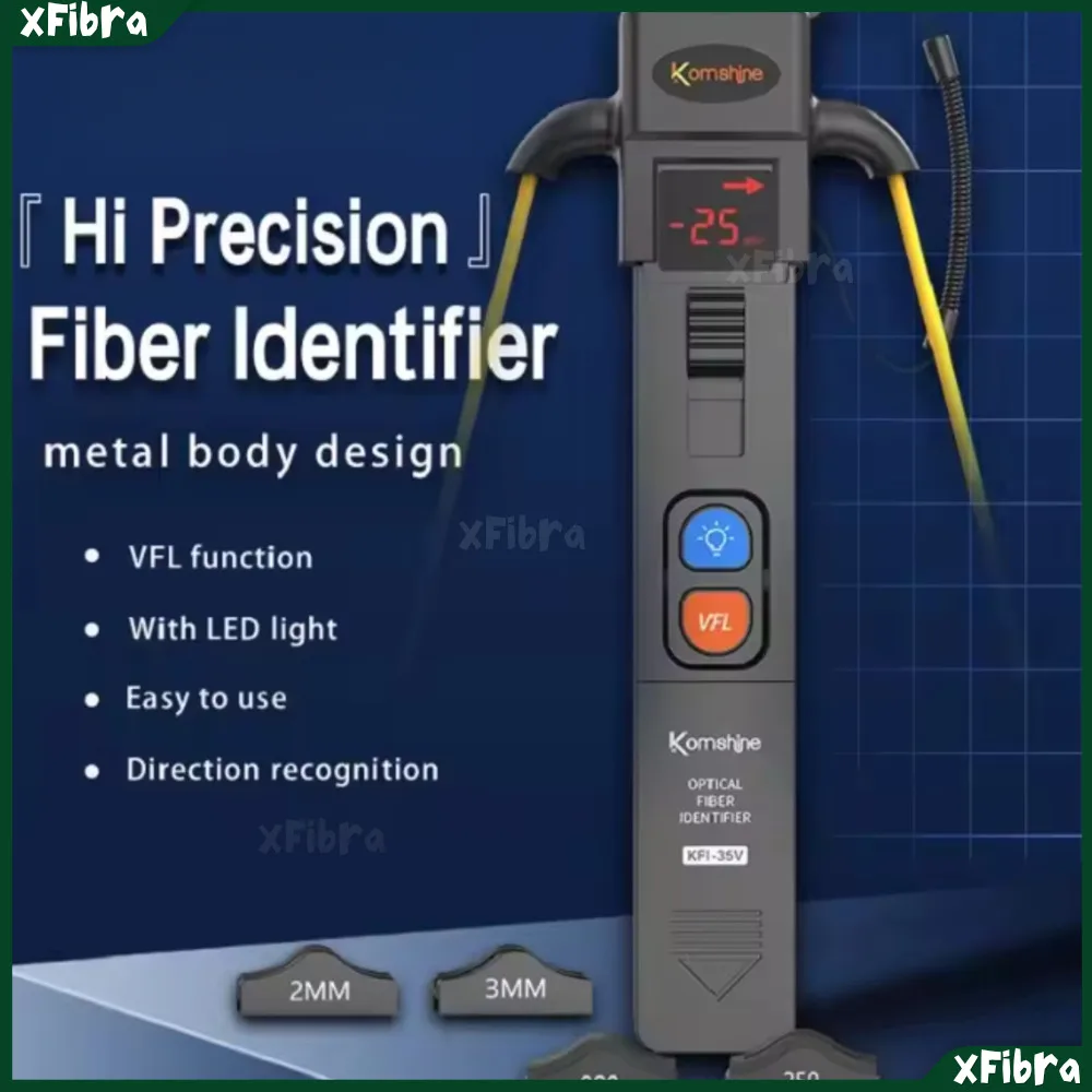 Live Fiber Identifier KFI-35V 800-1700Nm W/ Visual Fault Locator 4 Chucks 0.25 0.9 2.0 3.0Mm Identificador De Fibra Óptica