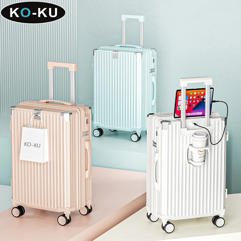 KO-KU Luggage Female 2024 New Trolley Case 20 Inch Boarding Box Multifunctional Suitcase 24 Male Password Box 22/26/28