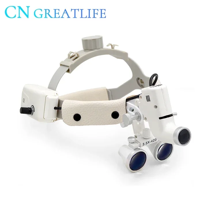 GreatLife Dent  Dental Lab Instruments Headlight Surgical LED Headband Binocular Loupes Medical Loupe Optical Magnifier