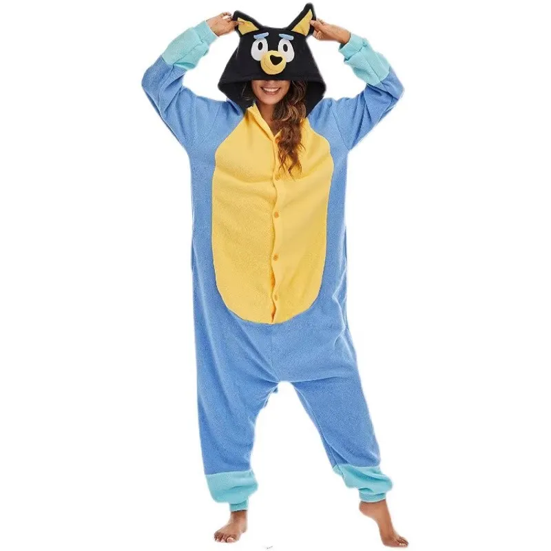 Moose Hot Bluey Adult And Children'S Cartoon One-Piece Pajamas Bingo Bluey Cosplay Costume Blue And Orange Multiple Sizes Hot