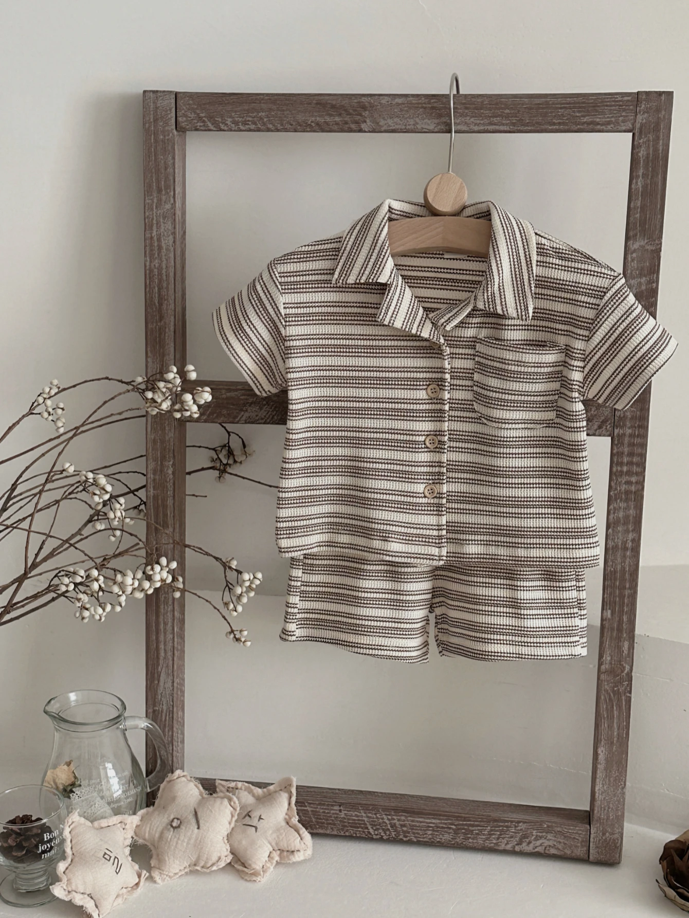 Summer Baby Clothes  Solid Color Boys Striped T-shirt Shorts Set Breathable Girls  T-shirt Shorts Set