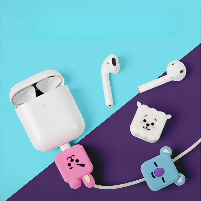 Kawaii BT21 سيليكون كابل بيانات الهاتف المحمول الغطاء الواقي أنيمي الكرتون لطيف المضادة للكسر الغطاء الواقي هدية