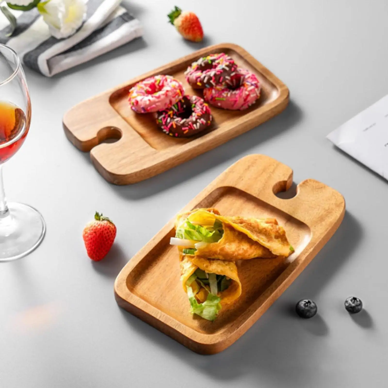 Dessert Serving Tray Wooden Appetizer Plate with Glass Holder for Baby Shower and Elegant Snacks at Home