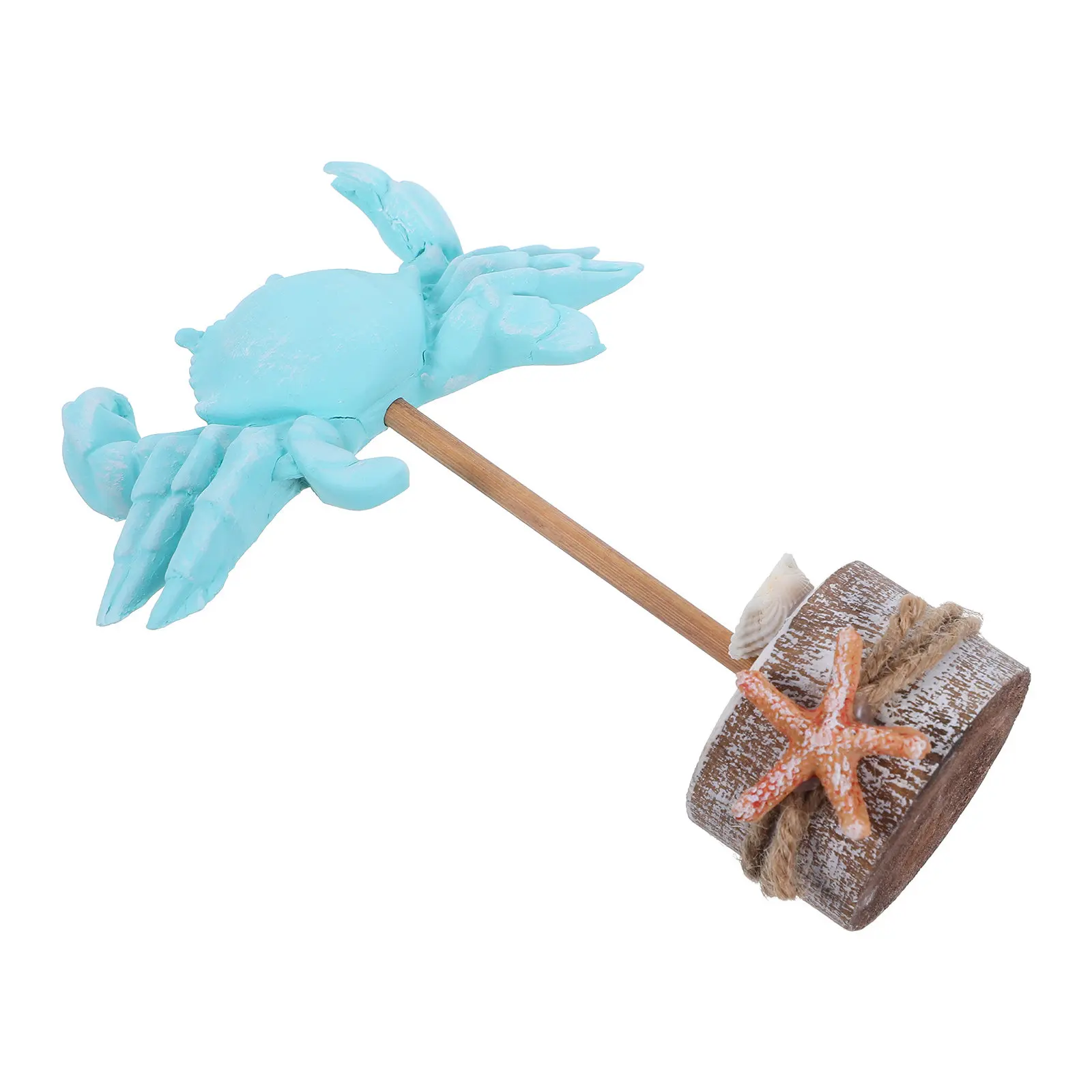 Mediterranean Style Resin Hermit Crab Statue Sky Blue Hand-Painted Table Decor Beach Themed Coastal Crab Ornament