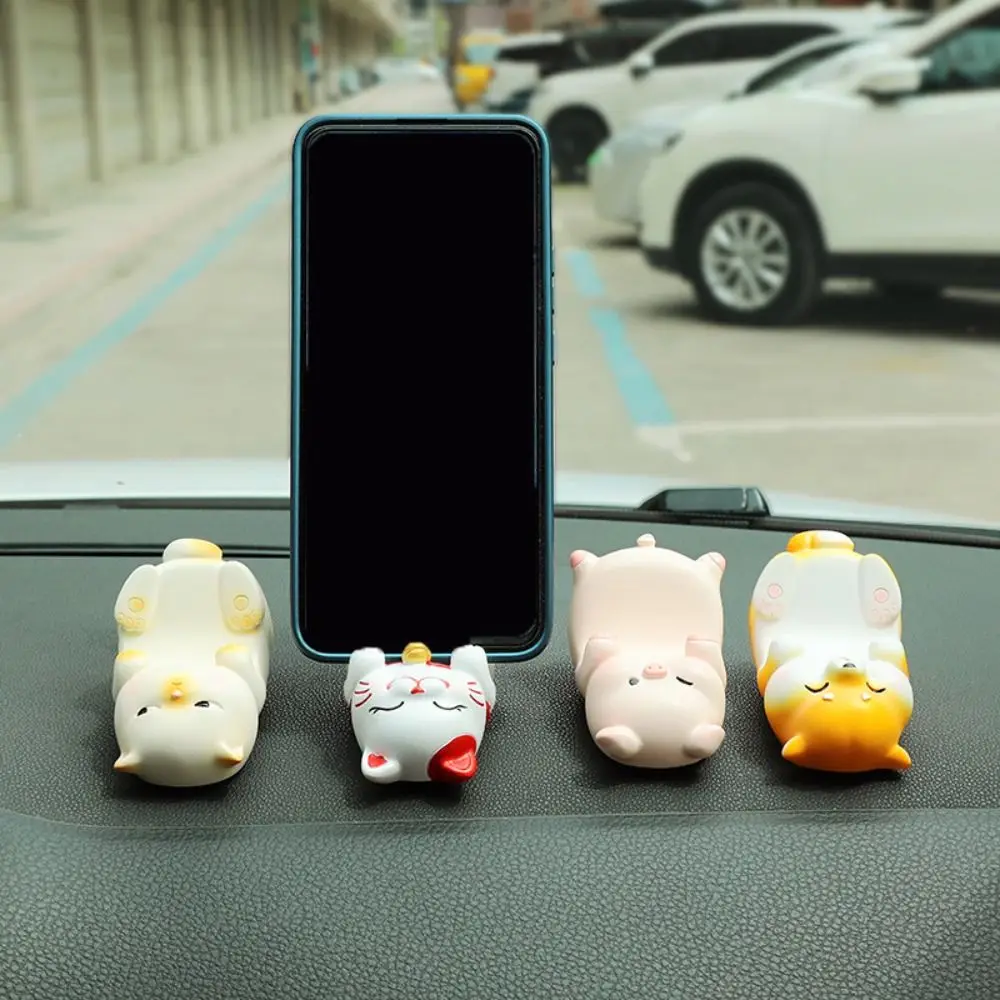 

Lucky Cat Creative Phone Holder Figure Desk Decor Mobile Phone Stand Resin Cartoon Cell Phone Bracket Phone Accessories
