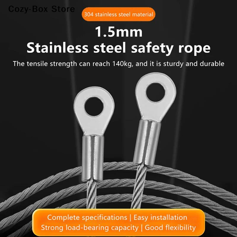 [ZY]5Pcs Stainless Steel Wire Rope Cable M4 Hole End 1.5mm Wire Rope Cable For Various Products' Anti Fall Safety Ropes[ZY]