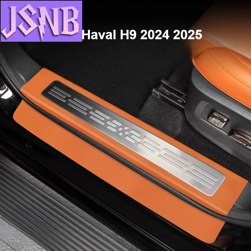 New Car Door Sill Protector Scuff Plate Leather Anti-scratch Protective Sticker Door Threshold Strips For GMW Haval H9 2024 2025
