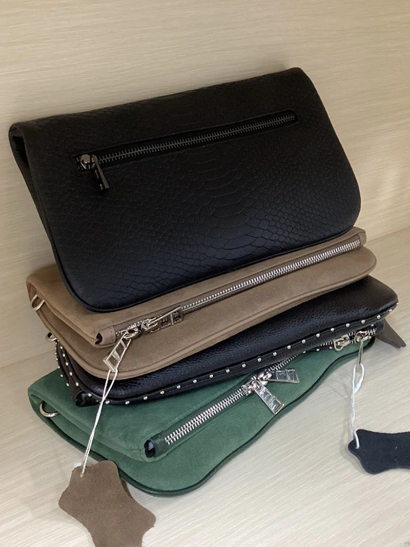 Ladies' Shoulder Bag  Casual and Versatile High-end Top Layer Cowhide Wing Logo Ladies' Shoulder Bag Crossbody Phone Wallet