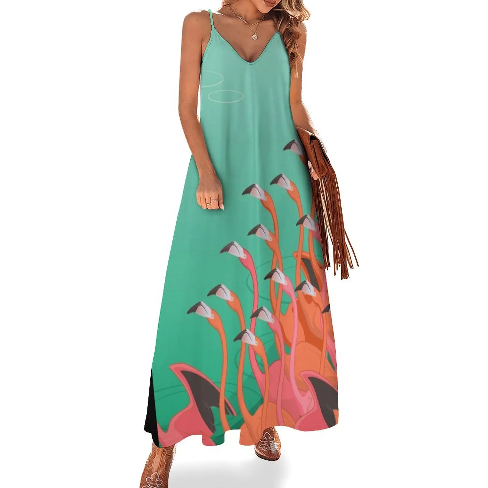 

Fresco of the flamingoes Sleeveless Long Dress Dress women dresses ladies 2025 summer Dress