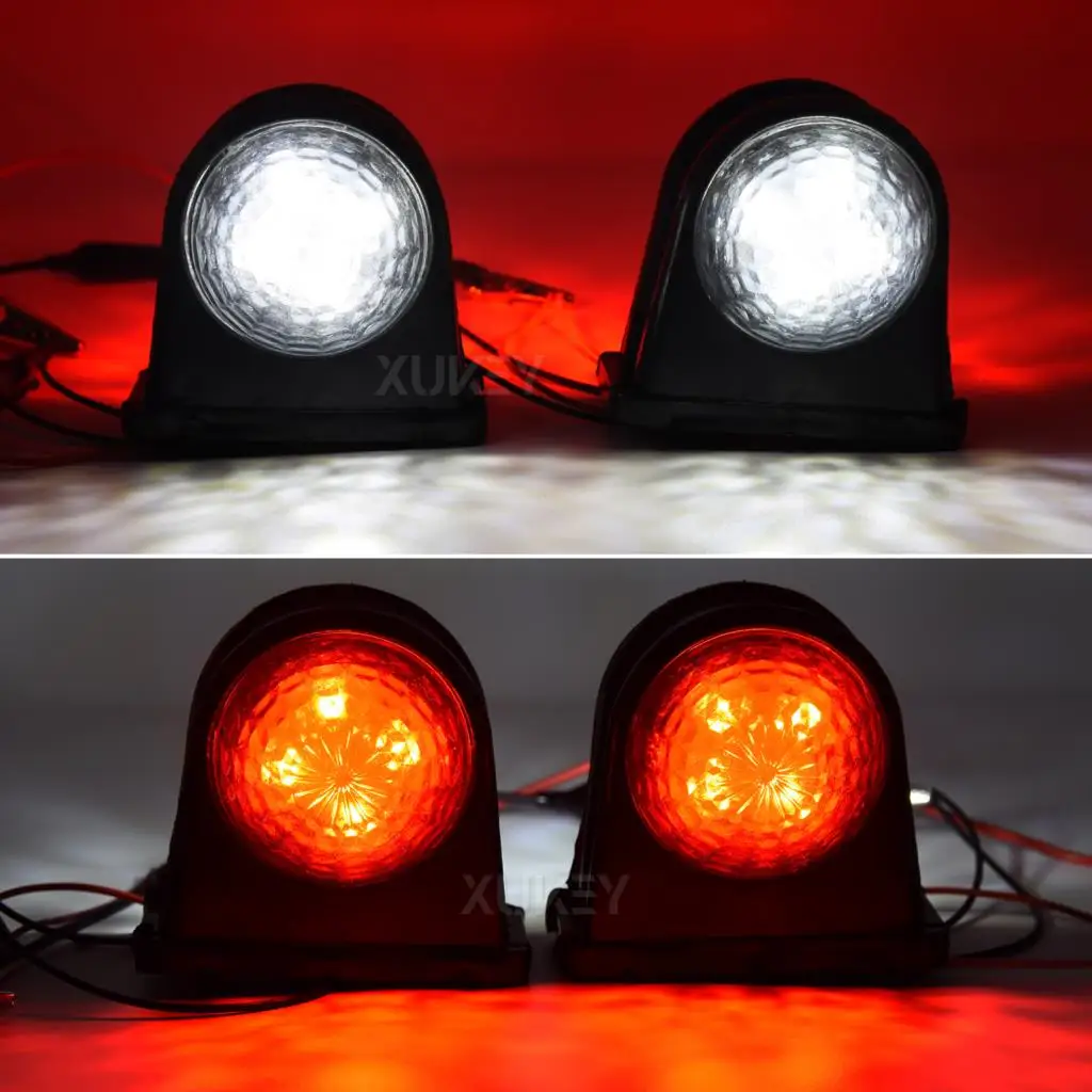 2X 8LED Clearance Elbow Rubber Light Trailer Truck Position Parking Outline 12V 24V Side Marker Lights White Red Rear Lamps