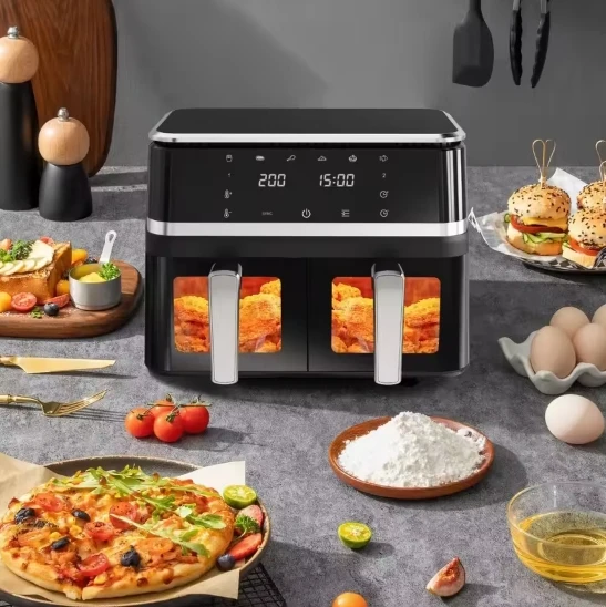 Large Capacity 8L Stainless Steel Air Fryer Multi-Functional Intelligent Double Blend Fryer Modern for Household Use for