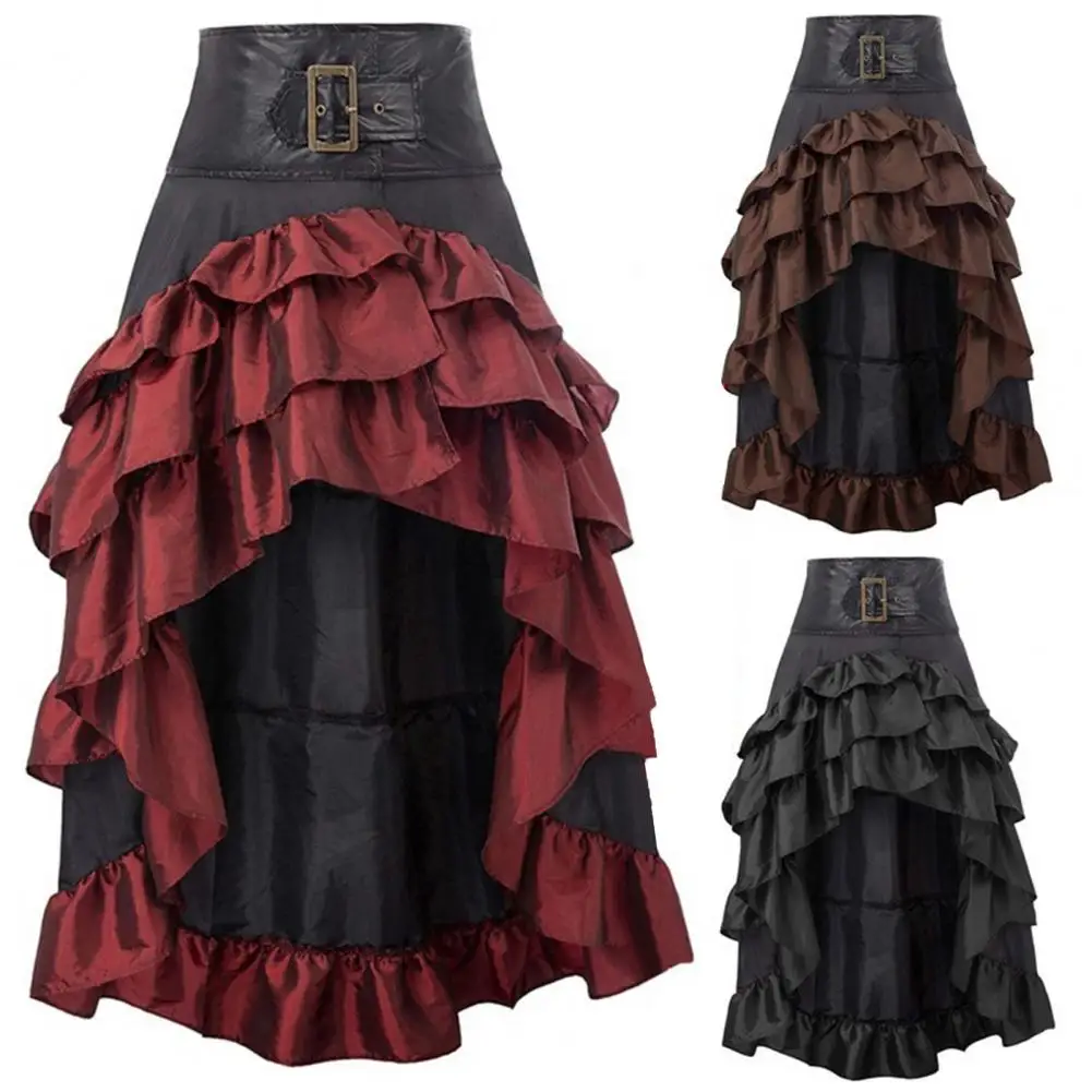 

Cosplay Vintage Steampunk Dress Victorian Medieval Ruffled Lace Trim Gothic Skirts Women Corset Skirt Pirate Costumes cosplay