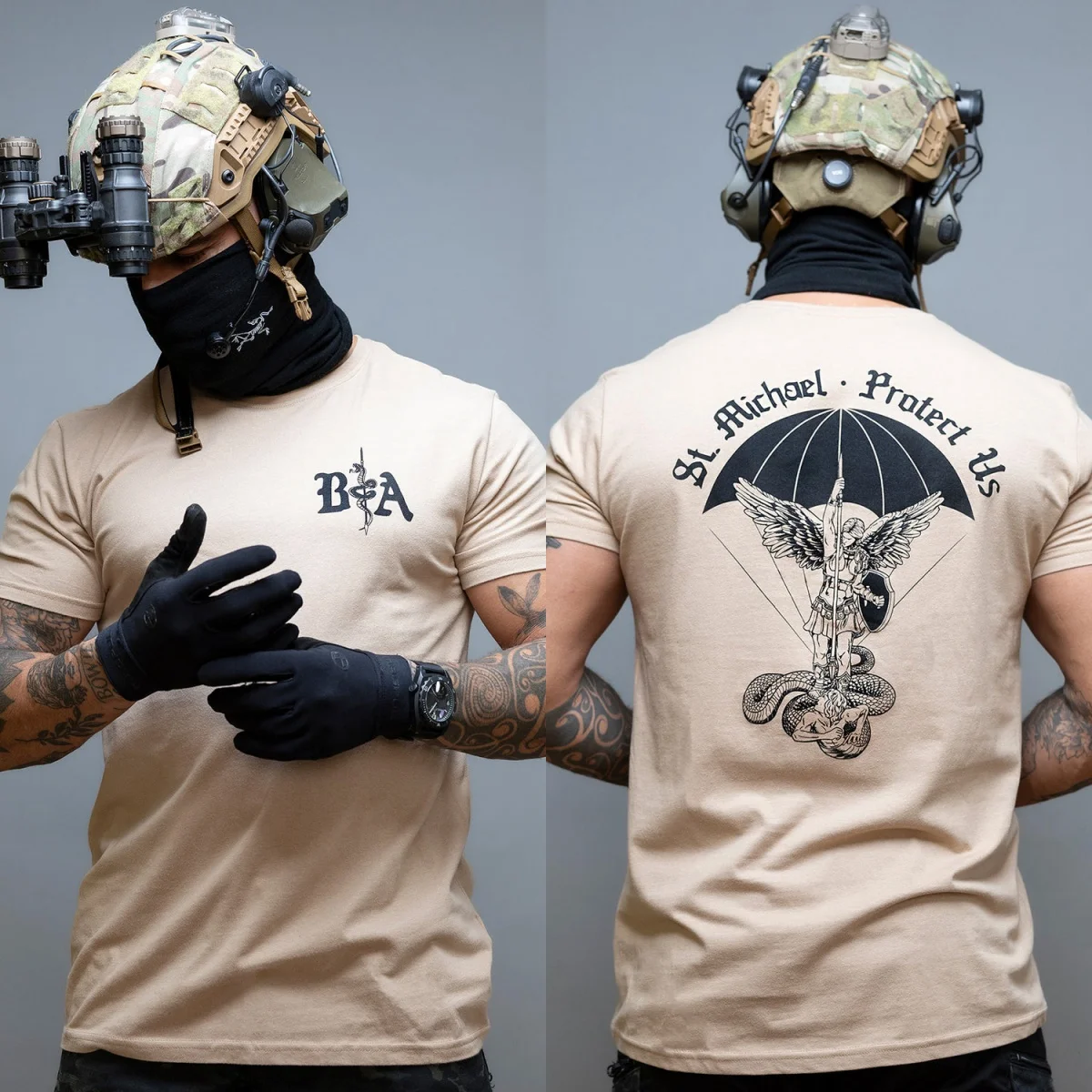 2026 Brothers in Arms Saint Michael - Guarding Us _ T-shirt - Brothers Fighting Side By Side
