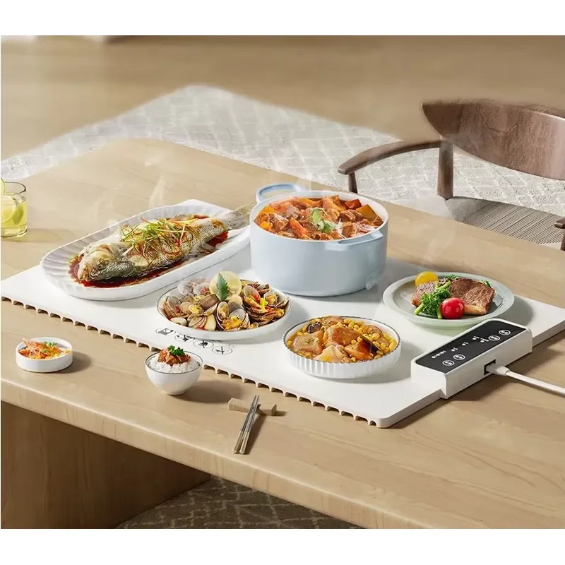 Portable Foldable Electric Food Warmer Plate Smart Fast Heating Mat with 3 Temp Settings for Home Office Keep Warm