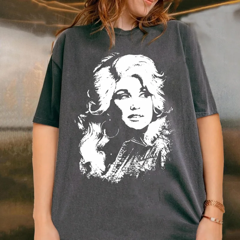 Vintage Washed Dolly Parton T Shirt Man Woman Country Music Tee Classic Western Cowgirl Graphic Tee Y2k Clothes Oversized