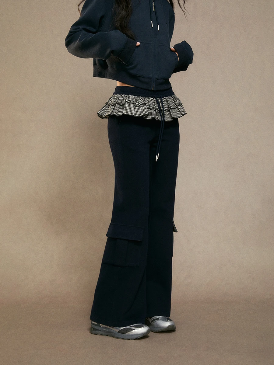 

Bla High-Waist Straight-Leg Wide-Leg Pants Women's Autumn Winter Casual Trousers Wedhub Cotton Sweet Sle Trousers