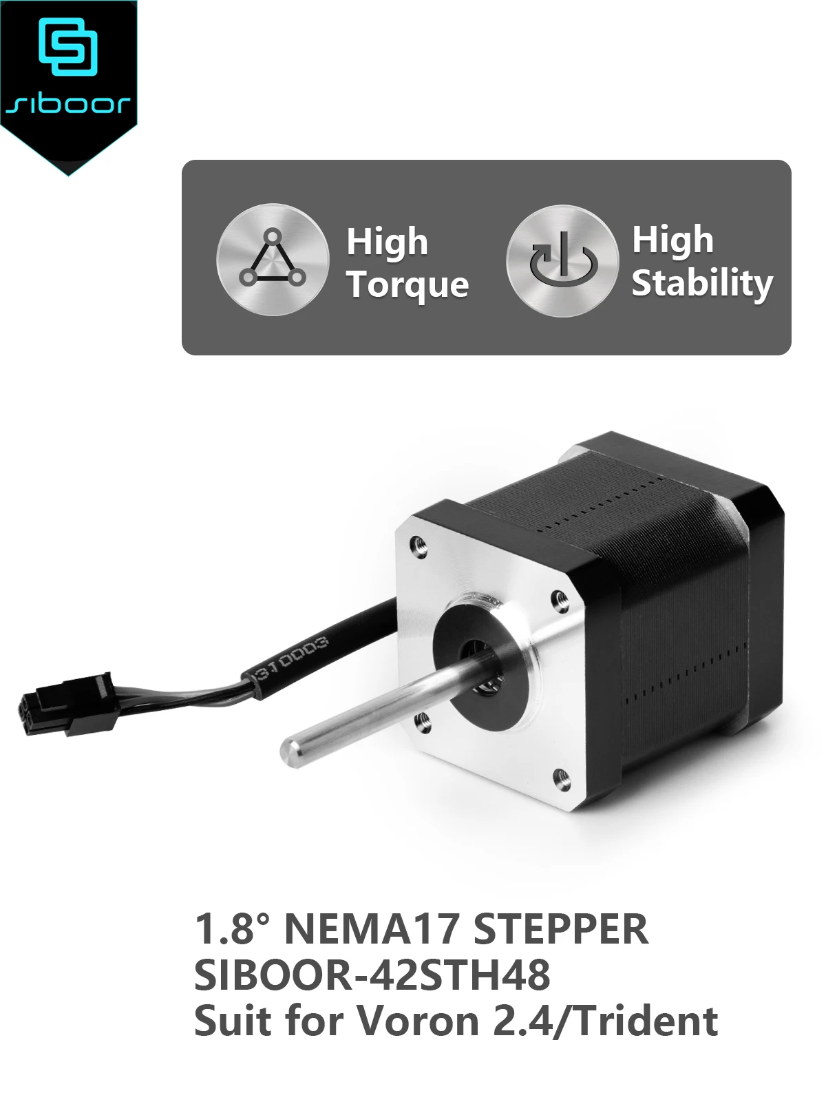 

Двигатель 3D-принтера 1,8 ° Шаговый двигатель NEMA17 SIBOOR-42STH48 1,8 градуса для 3D-принтера Voron 2,4 Trident