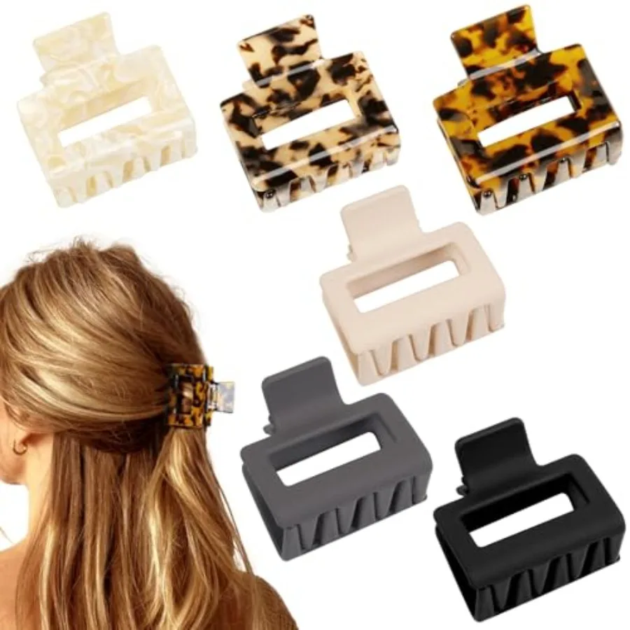 

Medium Hair Clips for Women Girls, 2 Inch Matte Rectangle Small Claw Clip Tortoise Shell Hair Claw Clips for Thin/Thick Hair, N