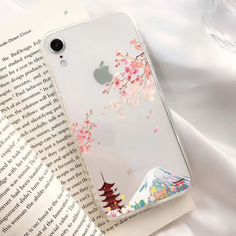 Etui na telefon FHNBLJ Japan Fuji Mountain Cherry blossom do iPhone 11 12 13 mini pro XS MAX 8 7 6 6S Plus X 5S SE 2020 XR