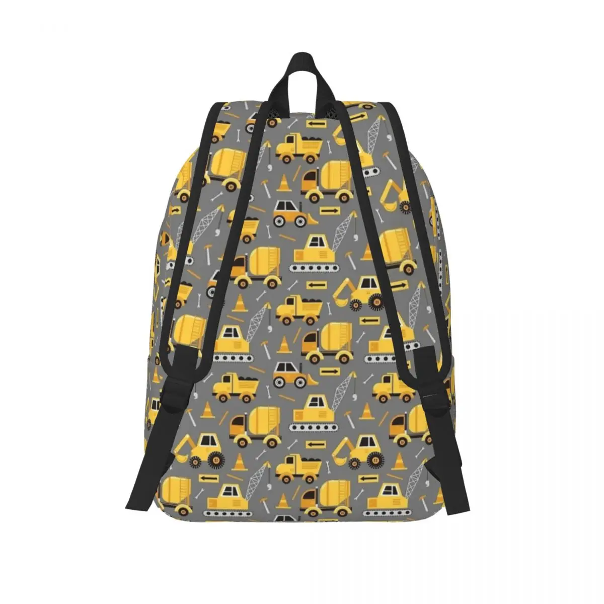 Construction Truck On Gray Backpack for Boy Girl Kids Student School Book Bags Daypack Preschool Primary Bag Outdoor