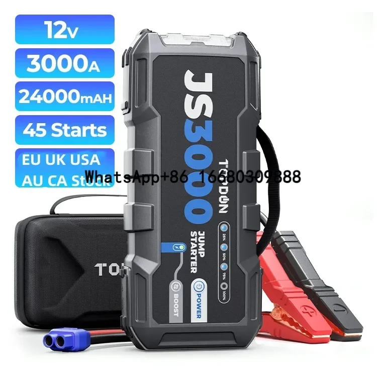 TOPDON JS3000 3000A 24000mAh 12V Multifunction Portable Emergency Battery Booster Powerbank Jump Pack Auto Truck Car Jumpstarter