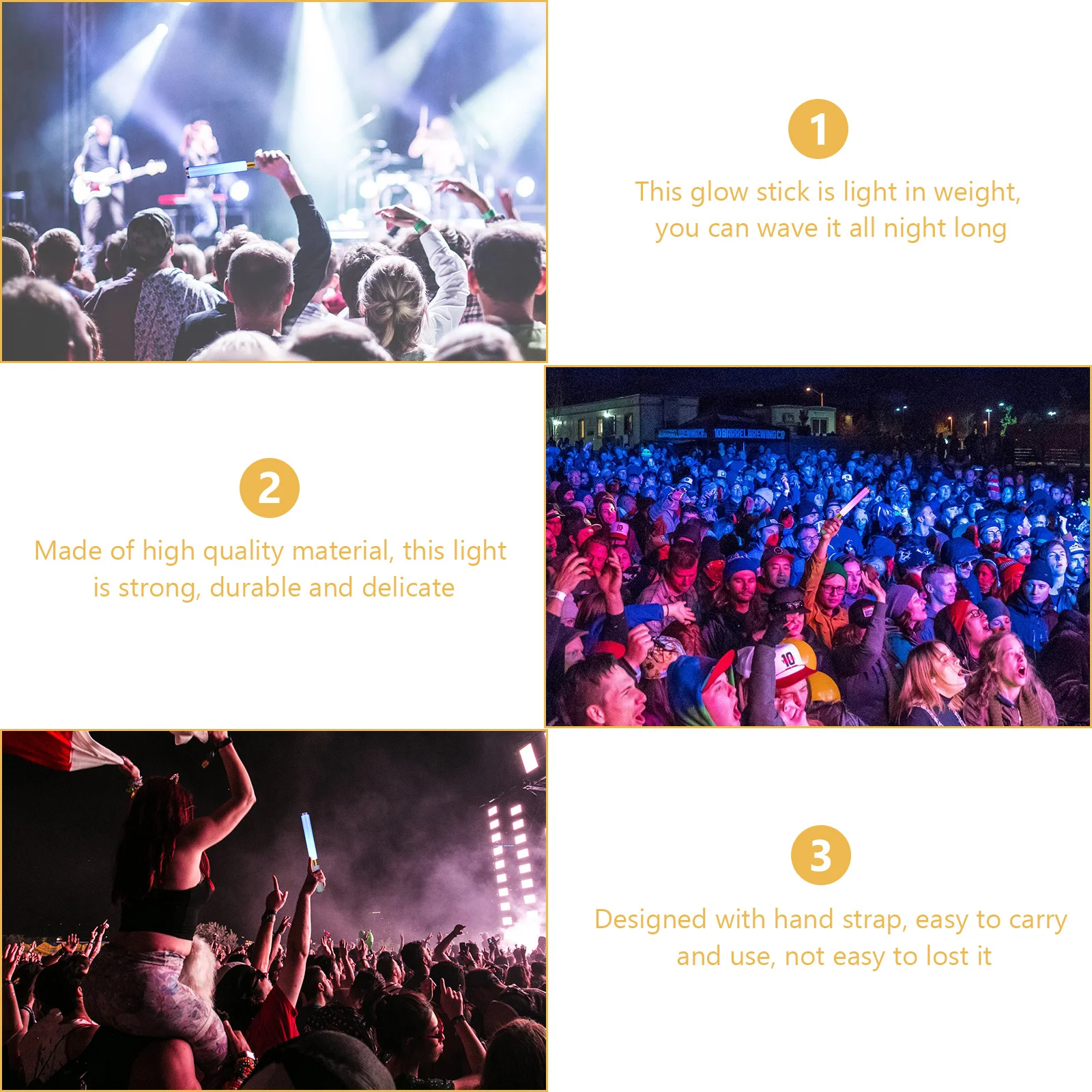 

High Brightness Glow Stick with 3W Rgb LED 15 Dynamic Colors Strong Waterproof Design for Parties Celebrations Concerts Outdoor