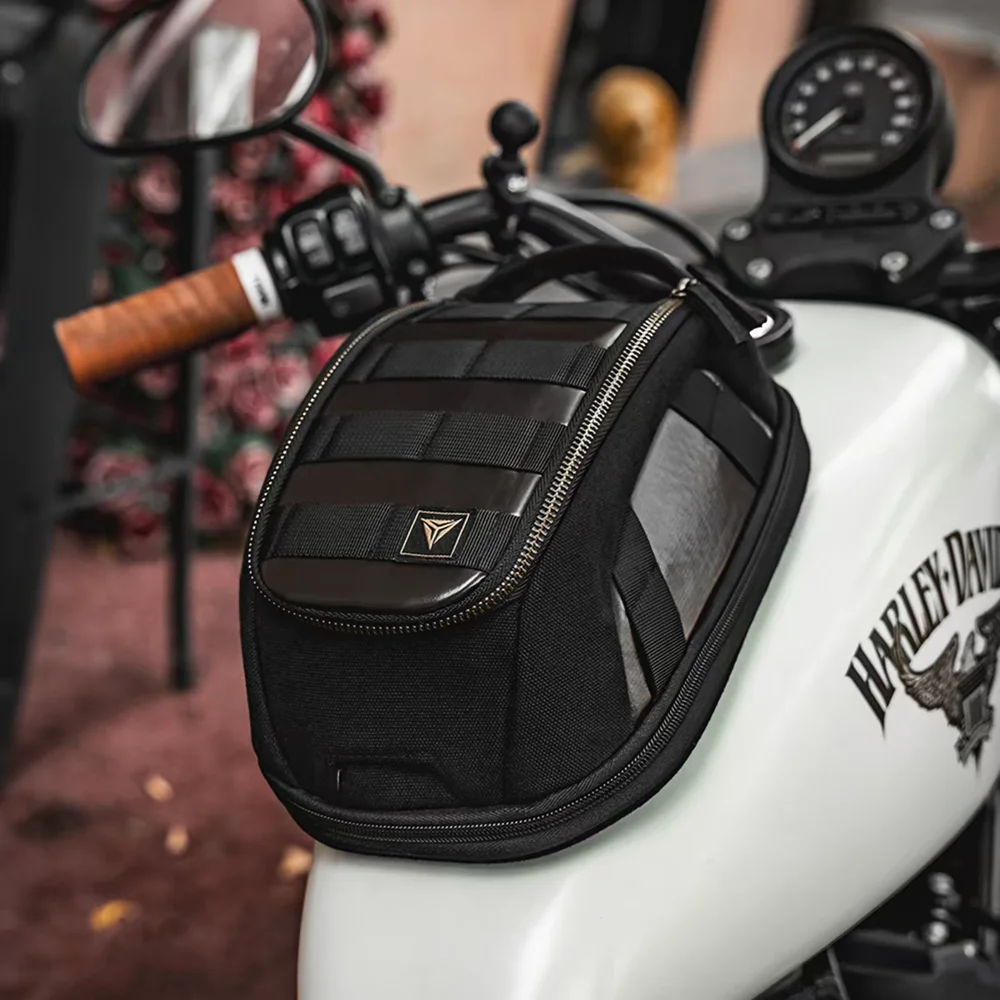 Magnetic Tank Bag Motorcycle Waterproof Leather Fuel Tank Bag 3-5L Universal Cafe Racer Card Phone Tool Backpack Portable Moto