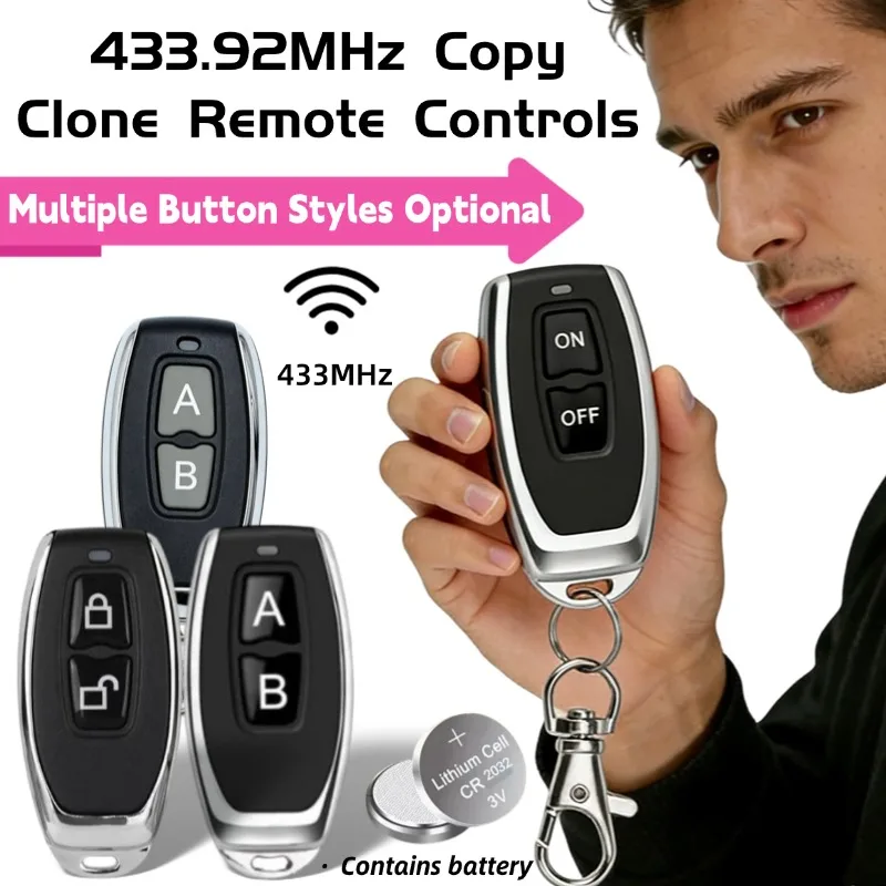 Universal Wireless 433.92Mhz RF Remote Control Duplicated Cloning Code Remote Control 2 Channel For  Gate Car Home Garage Door