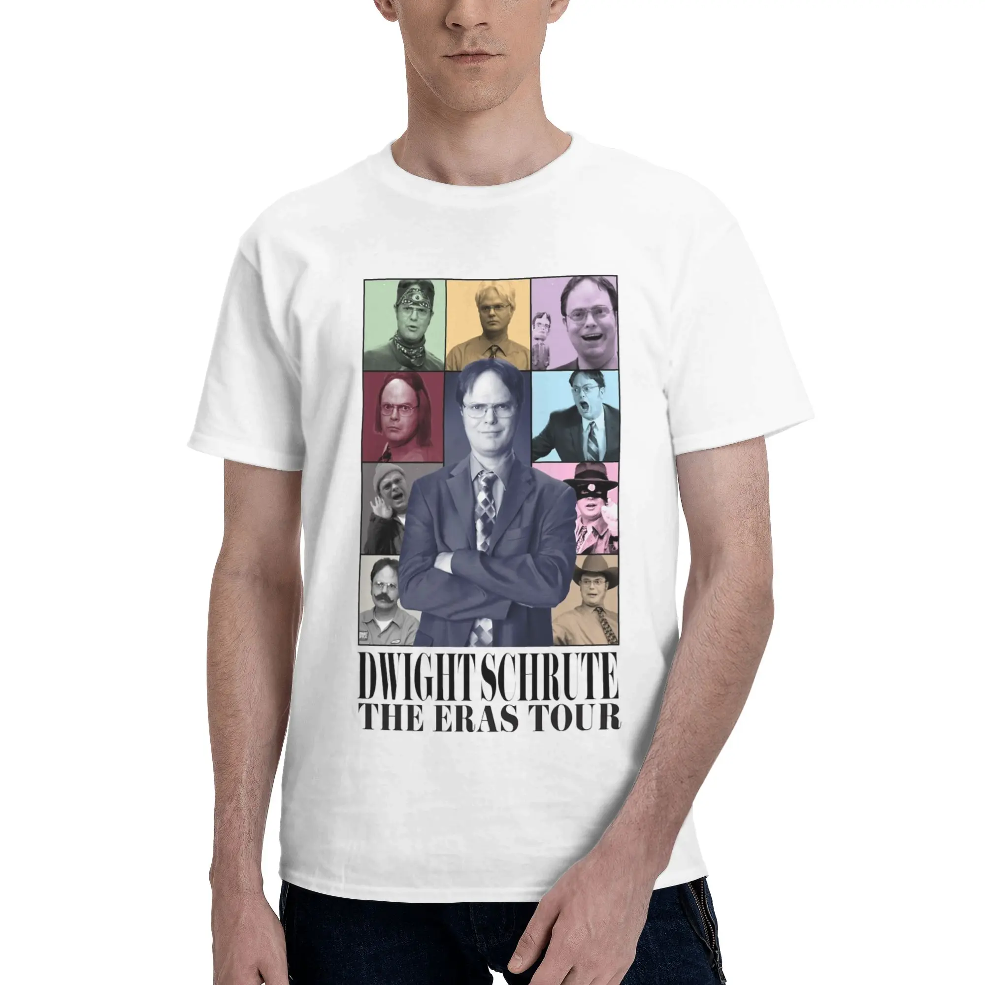 Dwight Schrute The Eras Tour T Shirts for Men 100% Cotton T-Shirts Crew Neck The Office Tv Show Tee Shirt Short Sleeve Clothes