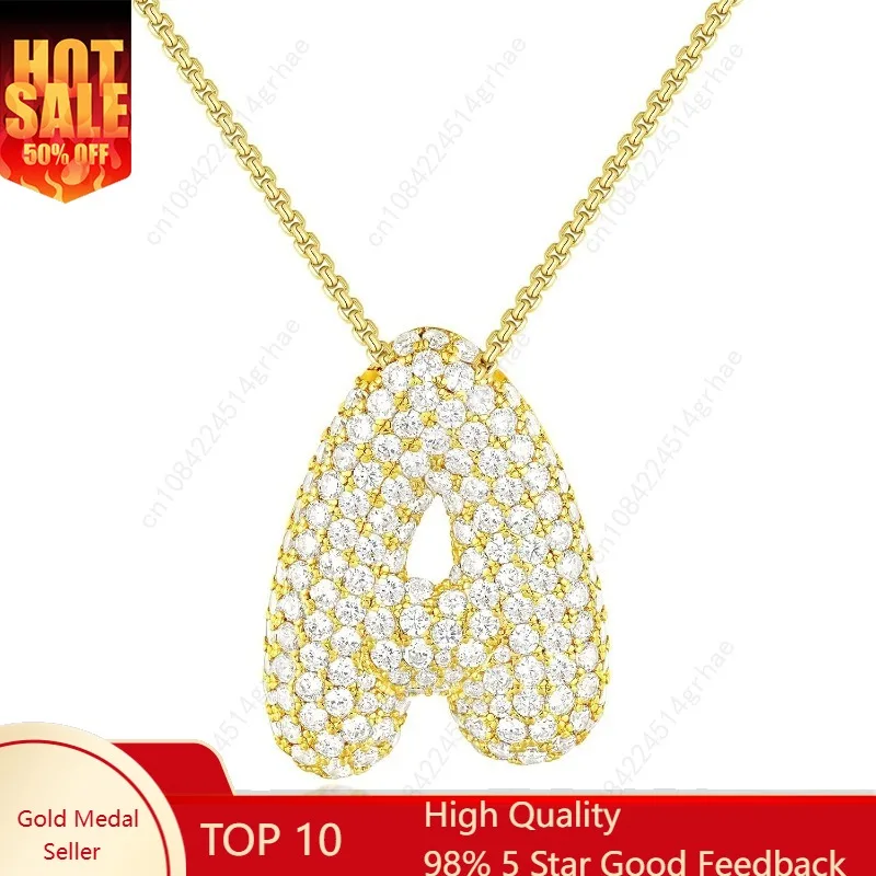 

Ожерелье с пузырьковой буквой, 14-каратное позолоченное ожерелье с подвеской в форме воздушного шара, изящное ожерелье с цирконием, ювелирное изделие, подарок для женщин