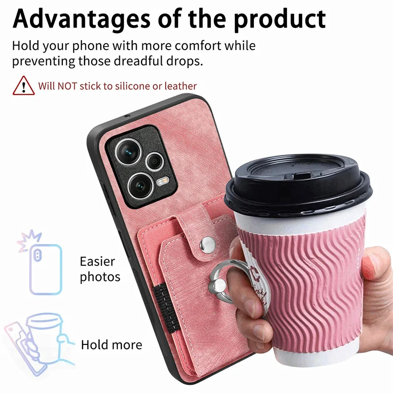 Для Redmi Note 12 4G кожаный кошелек с слотом для удостоверения личности, кольцевой держатель, чехол для Redmi Note 12 Turbo 12R 12 Pro Plus, противоударный чехол-подставка