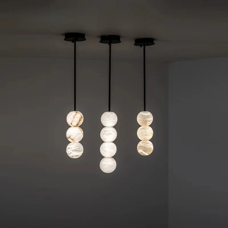 

Spanish Modern Marble Pendant Light Master Bedroom Headboard Foyer Hallway Home Dining Table Tea Room Personalized Pendant Light