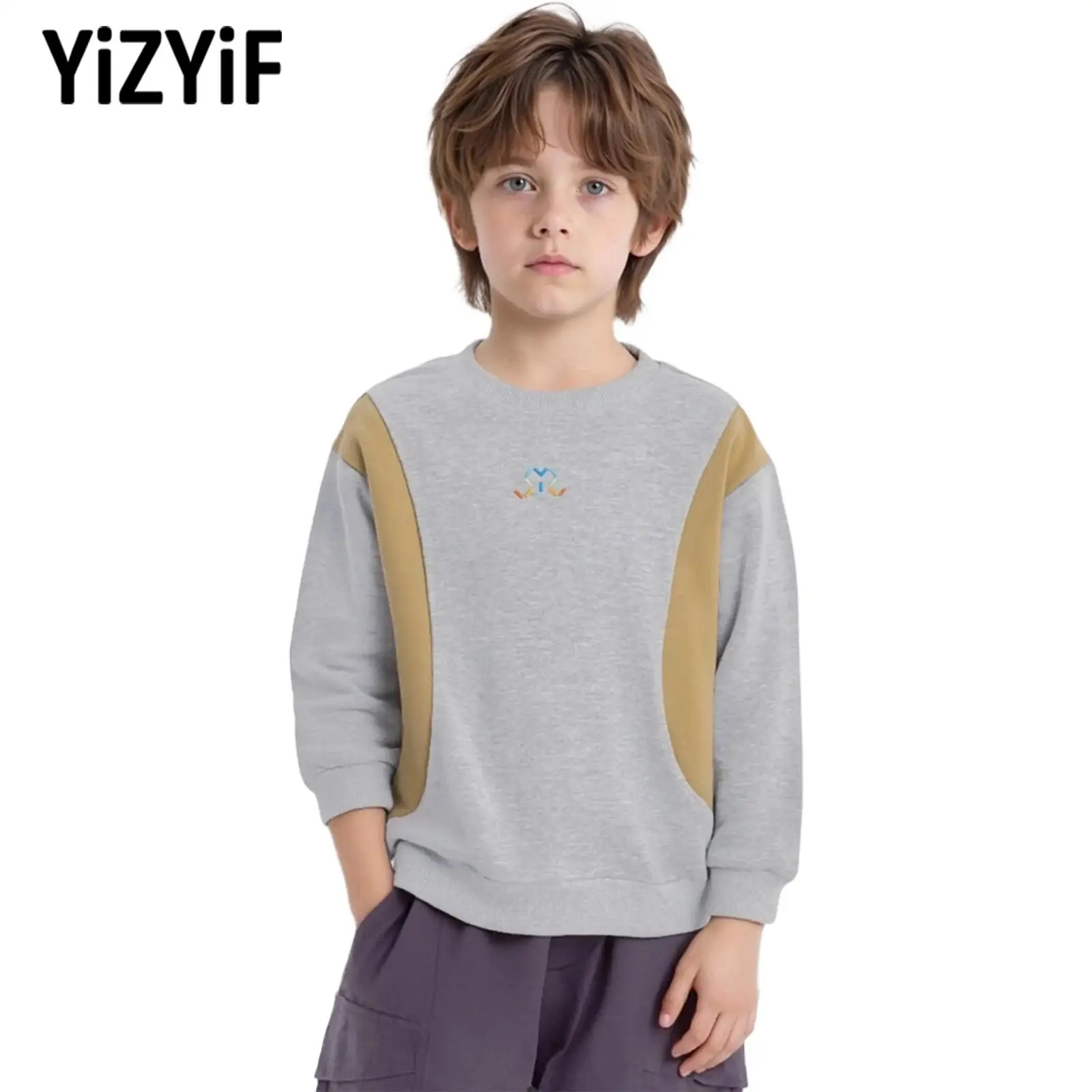 

Unisex Kids Fashion Breathable Sports Sweatshirt Boys Girls Holiday Casual Tops Color Block Sweatshirt Long Sleeve Pullover Top