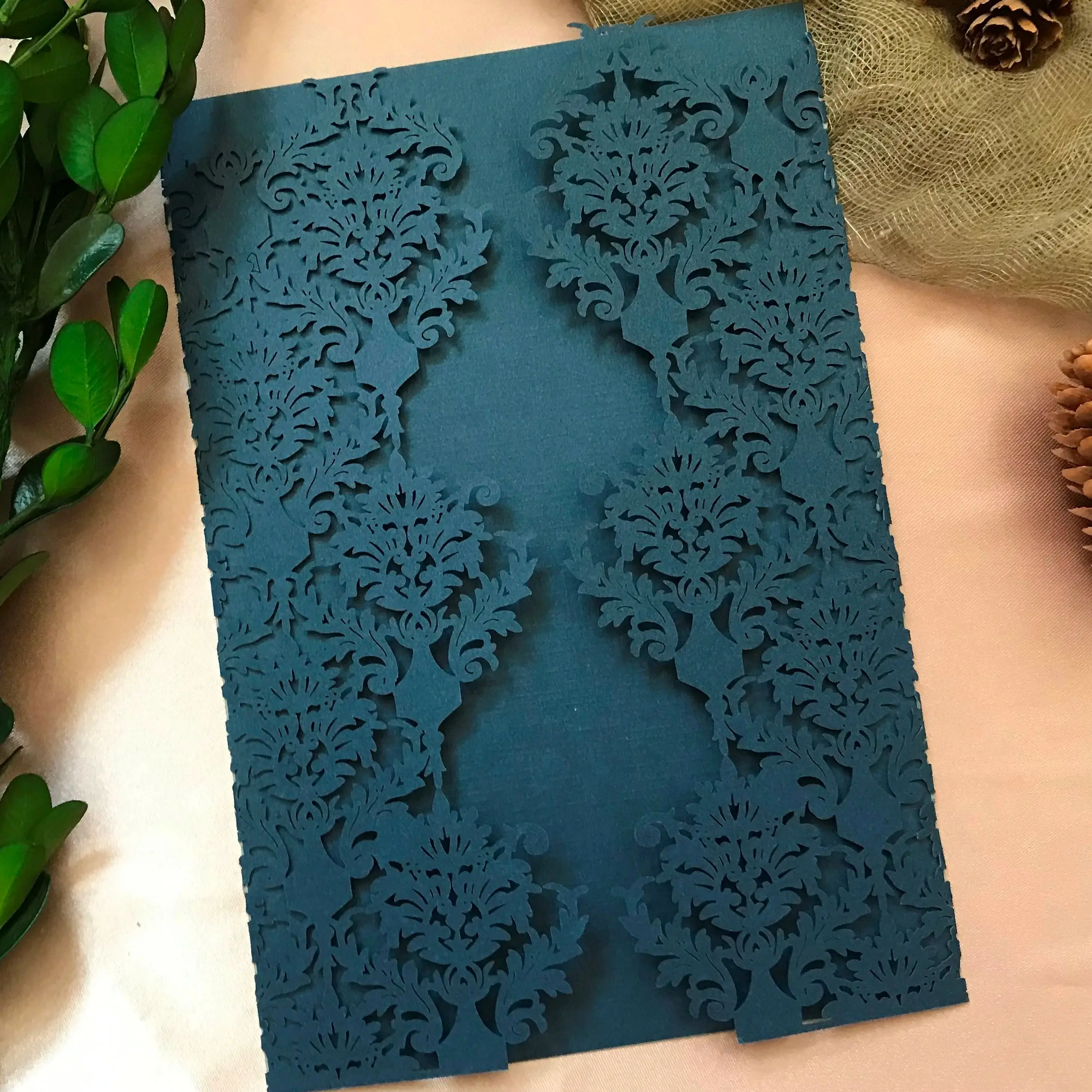 Tarjetas de invitación de boda cortadas con láser, color marfil, azul  profundo, invitación, invitación de cumpleaños, felicitación para  decoración de regalos de recuerdo de fiesta, 10 Uds. / Artículos para  fiestas, image size:2839x2839