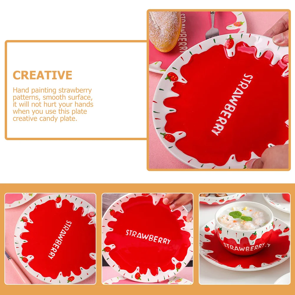 

Strawberry Ceramic Dinner Plates Food Serving Plate for Wedding Party Appetizer Salad Pasta Plate Strawberry Plates