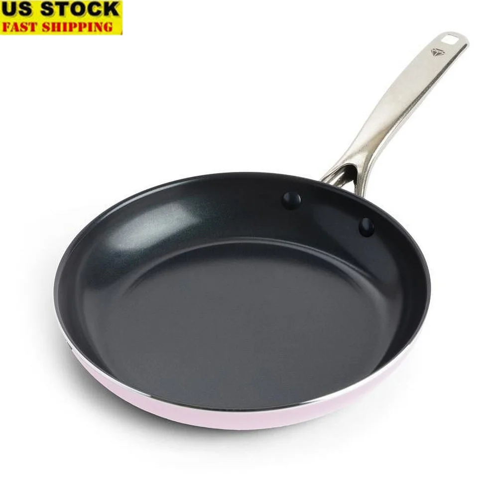 

Toxin-Free Nonstick Ceramic Frying Pan 10 Inch Dishwasher Safe Durable Riveted Handles Oven Safe Heavy-Duty Base