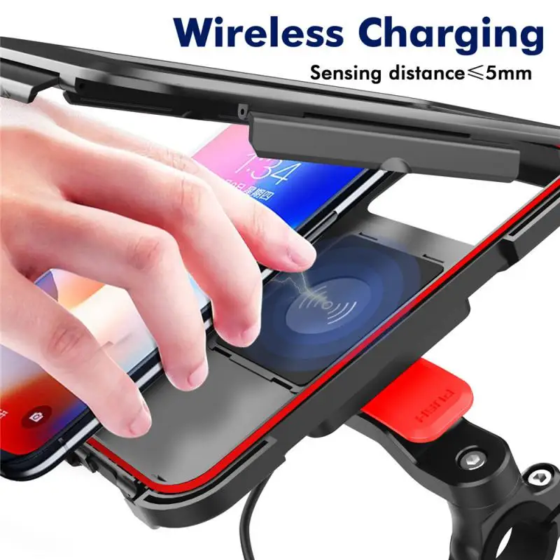 Waterproof Motorcycle Bike Phone Holder Wireless Charging Electric Bike Phone Bracket Handlebar Stand Mount Accessories