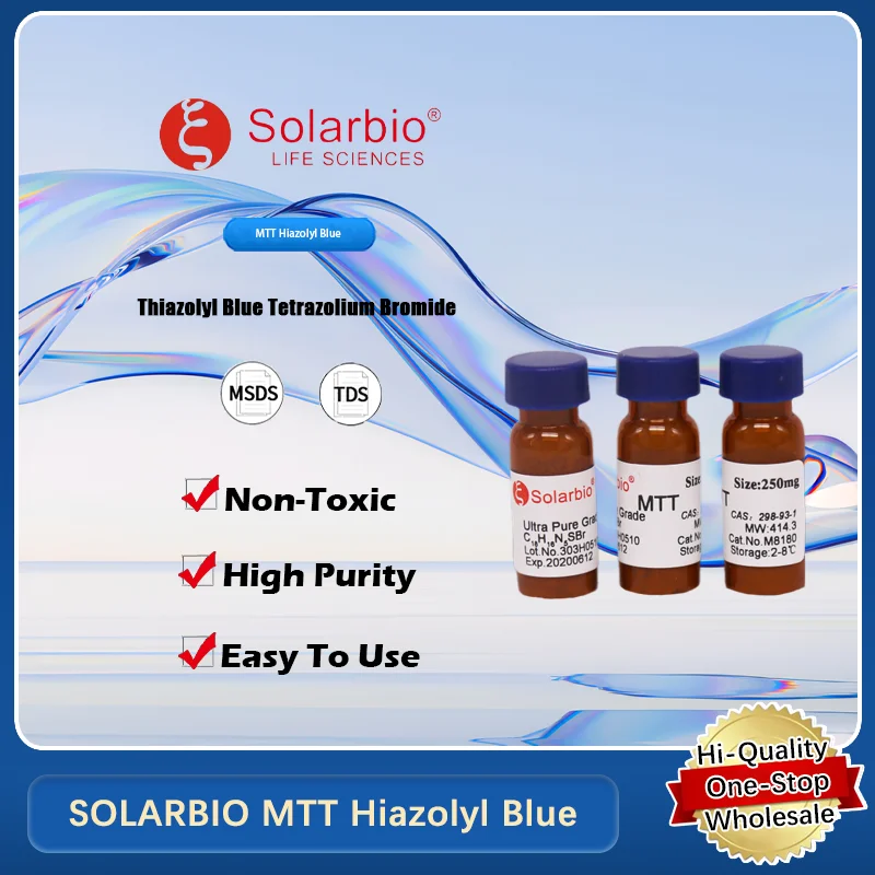 

SOLARBIO MTT Hiazolyl Blue for Cell Viability Assay and Cytotoxicity Testing in Laboratory Applications Original Product