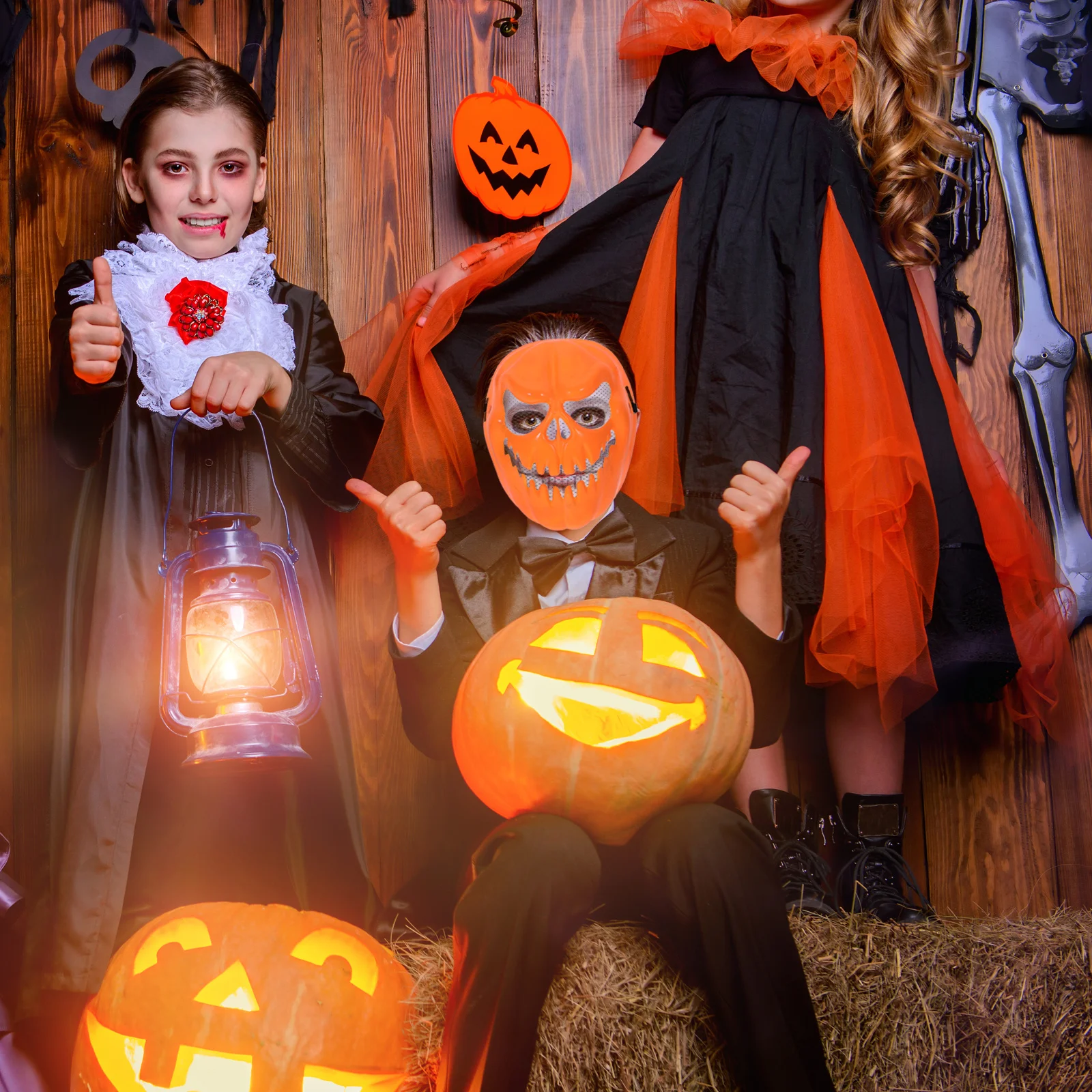 

Halloween Pumpkin Mask Orange Scary Plastic Horror Mask Breathable for Cosplay Party Dance Music Festival