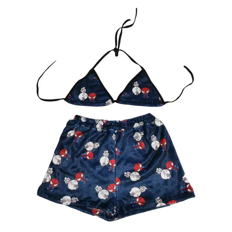 

Disney Spider Man Sanrio Hello Kitty Kuromi Pajamas Women'S Vest Cartoon KT Shorts Underwear Set Wear Casual Loungewear Outside