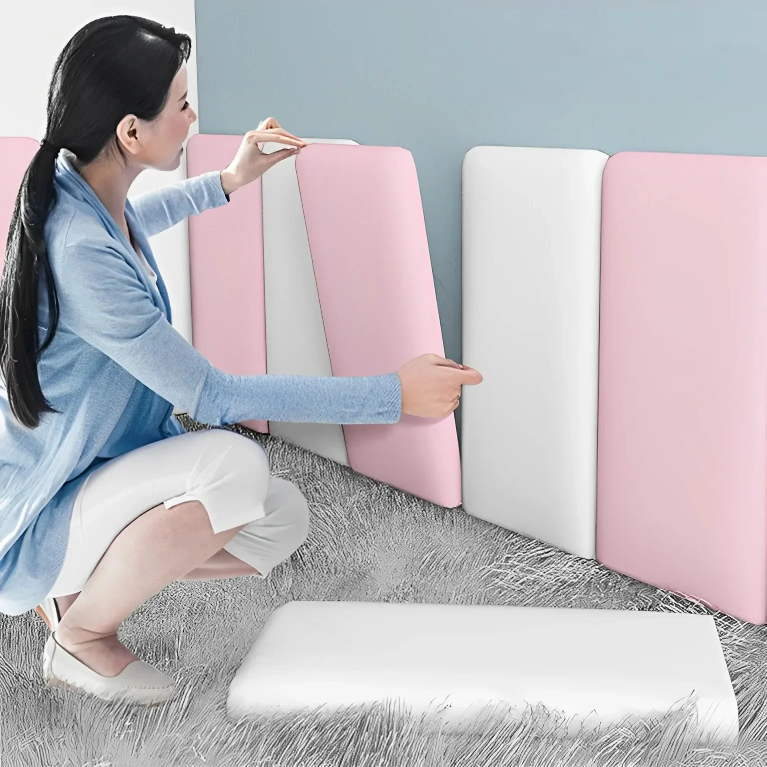 3D Wall Stickers Self-adhesive Thicken Tatami Anti-collision Soft Back Wall Mat Anti-bump Living Room Background Wall Pad Decor