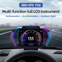 OBD + GPS Head Up Display HUD P24 Car OBD HUD on Board Computer Digital Speedometer Water Temp Fuel Consumption Slope Meter