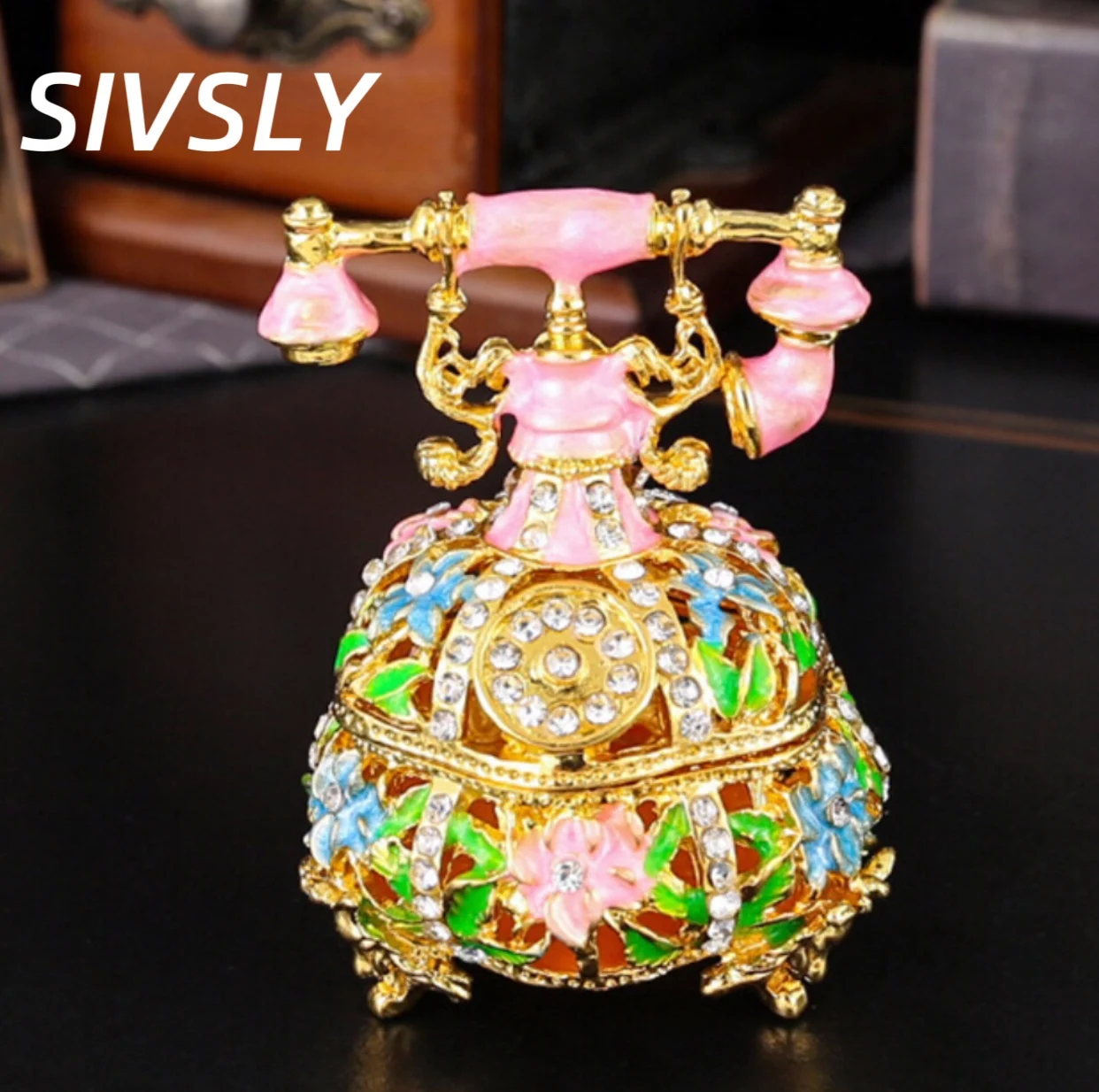 

Красивая шкатулка для украшений в виде телефона, ручная работа, эмалевая роспись с бриллиантами, шкатулка для хранения ювелирных изделий, подарок на праздник, маленькие украшения для дома