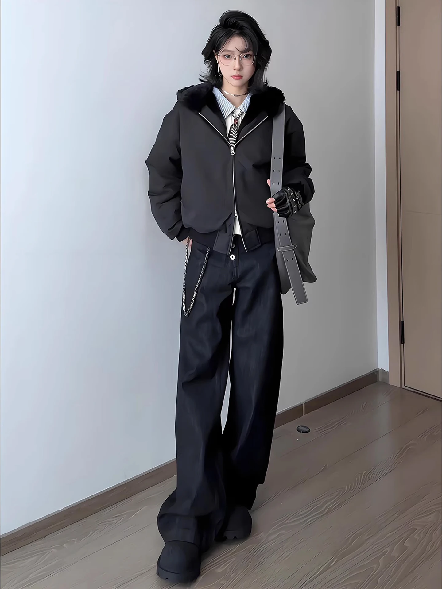 Cleanfit Men's And Women's Thiened Faux Rabbit Fur Jaet Hooded Cotton Coat Winter Warm Outerwear High-End Feel Zipper Clo...